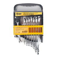 Набор гаечных комбинированных трещоточных ключей НТК-8 (8-19) PROFESSIONAL | код 91949 | КВТ