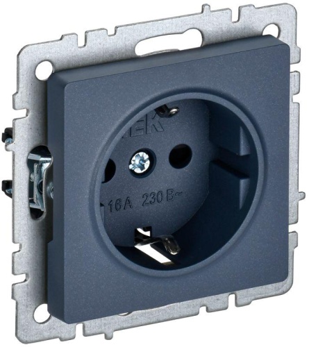 BRITE Розетка 1-местная с заземлением без защитных шторок 16А РС11-1-0-БрМ маренго | код BR-R11-16-K35 | IEK