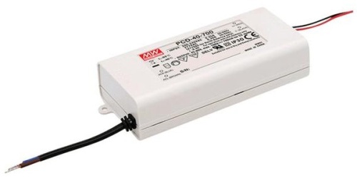 Источник питания AC-DC, 40Вт, ККМ, стабилизация тока, вход 180…295В AC, 47…63Гц, выход 0.7A/34…57В, изоляция 3750В AC, в кожухе 128х60х31.5мм, -30…+50С, возможность подключения диммера на входе | код PCD-40-700B | MeanWell Источник питания AC-DC, 40Вт, ККМ, стабилизация тока, вход 180…295В AC, 47…63Гц, выход 0.7A/34…57В, изоляция 3750В AC, в кожухе 128х60х31.5мм, -30…+50С, возможность подключения диммера на входе | код PCD-40-700B | MeanWell