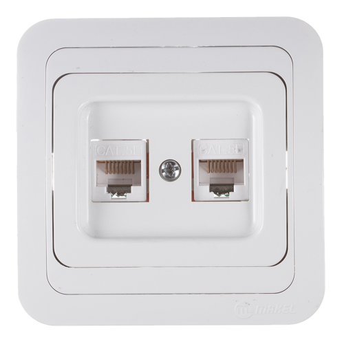 Mimoza Розетка CAT5e + CAT5e белая | код 12036 | Makel Mimoza Розетка CAT5e + CAT5e белая | код 12036 | Makel