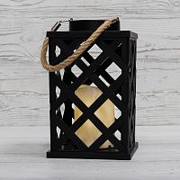 Фонарь декоративный на солнечной батарее 14х14х24см тепл. бел. корпус черн. резной | код 501-145 | Neon-Night