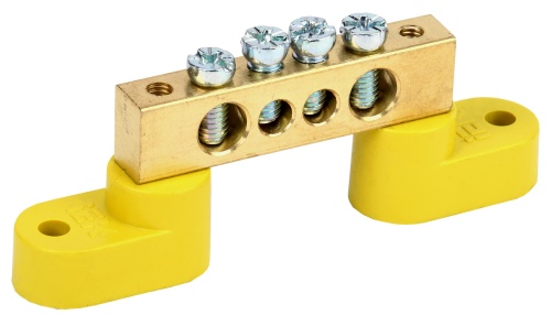 Шина PE "земля" на двух угловых изоляторах ШНИ-8х12-4-У2-Ж | код YNN10-812-4C2-K05 | IEK Шина PE "земля" на двух угловых изоляторах ШНИ-8х12-4-У2-Ж | код YNN10-812-4C2-K05 | IEK