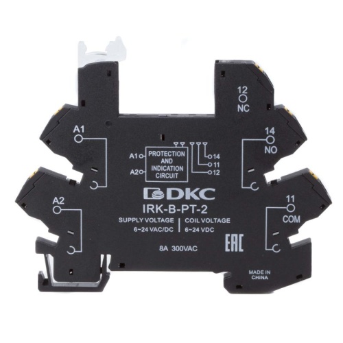 Колодка ультратонкая для реле серии RIS, вх. напр. 6-24V AC/DC, push-in клеммы | код IRK-B-PT-2 | DKC