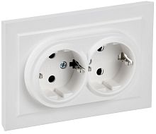 Розетка 2-м СП BRITE РС12-3-БрАБ 16А в сборе с заземл. без защ. шторок арктич. бел. IEK BR-R21-16-K91-F