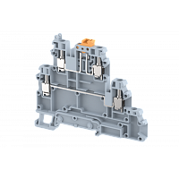 Клемма проходная винтовая 4 мм2, двухуровневая, с размыкателем, на 4 подключения, серая TQK4-2T-GREY | код 1203340000 | Elmex