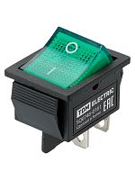 KCD4-201N 250В AC/DC, 2P, 16А, (4с), ON-OFF, черный корпус, зеленая клавиша с LED подсветкой TDM | код SQ0746-0161 | TDM
