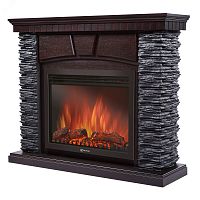 Портал для камина Porto 30 из камня черный сланец и шпон венге | код Porto 30 BV | Firelight