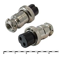 Разъём цилиндрический малогабаритный SZC GX16M-2A, 2 контакта | код 107046 | SZC