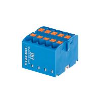 Блок распределительный, зажим push-in, 10 точек подключения 2,5 кв.мм, синий | код DTP1-010-04SPUB | DKC