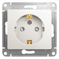 Розетка GLOSSA, скрытый монтаж, с заземлением, со шторками, перламутр | код. GSL000645 | Schneider Electric