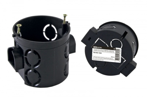 Установочная коробка СП D68х62мм, углубленная, саморезы, стык. уз, черная, IP20, инд. штрихкод TDM | код SQ1402-1905 | TDM