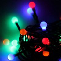 Гирлянда декоративная "Маленькие шарики cherry" 30LED 4.4м (2.9+1.5м) зел. провод IP20 мультиколор | код KOC_GIR30LEDBALL_RGB | КОСМОС