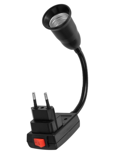Переходник вилка-Е27 гибкий 150 мм с выключателем, черный, TDM | код SQ0335-1028 | TDM Переходник вилка-Е27 гибкий 150 мм с выключателем, черный, TDM | код SQ0335-1028 | TDM