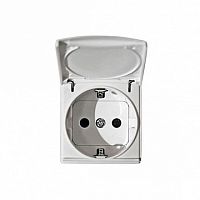 Розетка 27, скрытый монтаж, с заземлением, с крышкой, со шторками, белый | код. 27490-35 | Simon