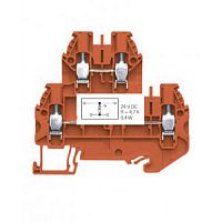 Многоуровневая функциональная клемма, тип фиксации провода: винтовой, номинальное сечение: 4 мм кв., 24V, ширина: 6 мм, цвет: оранжевый, тип монтажа: DIN 35 | код 58.504.7455.9 | Wieland