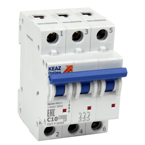 Автоматический выключатель модульный OptiDin BM63-3C3-10-УХЛ3 (ВМ63) (1шт.) КЭАЗ | код 262770 | КЭАЗ Автоматический выключатель модульный OptiDin BM63-3C3-10-УХЛ3 (ВМ63) (1шт.) КЭАЗ | код 262770 | КЭАЗ