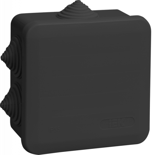 Коробка расп. КМ41255 100х100х50мм IP44 6 вв. черная IEK | код UKO21-100-100-050-K02-44 | IEK