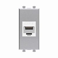 Компьютерная розетка RJ-45 без шторки модульная, кат.6, Avanti, Закаленная сталь, 1 модуль | код 4404691 | DKC