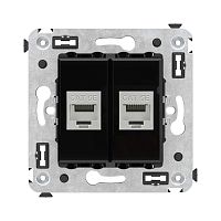 Компьютерная розетка RJ-45 без шторки в стену, кат.5e двойная экранированная, Avanti, Черный квадрат | код 4402764 | DKC