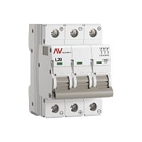 Выключатель автоматический AV-10 DC 3P 20A (L) 10kA EKF AVERES | код mcb10-DC-3-20L-av | EKF