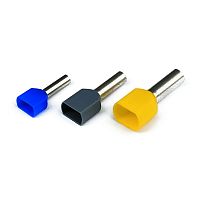 Наконечник-гильза с изолированным фланцем двойная для кабеля сечением 10кв., длина контактной части 14, коричневый | код 2ART5092BRN | DKC