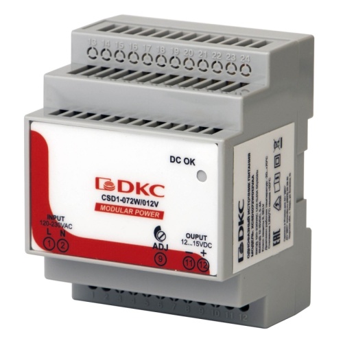 Источник питания MODULAR POWER, однофазный, 72Вт, 5А, 12В | код XCSD1072W012VAA | DKC