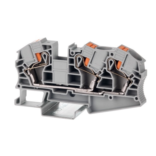 Клемма проходная, зажим push-in, 3 точки подключения, 16 кв.мм, серая | код VPR-16-TWIN-GY | DKC Клемма проходная, зажим push-in, 3 точки подключения, 16 кв.мм, серая | код VPR-16-TWIN-GY | DKC