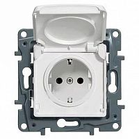 Розетка ETIKA, скрытый монтаж, с заземлением, с крышкой, со шторками, белый | код. 672232 | Legrand