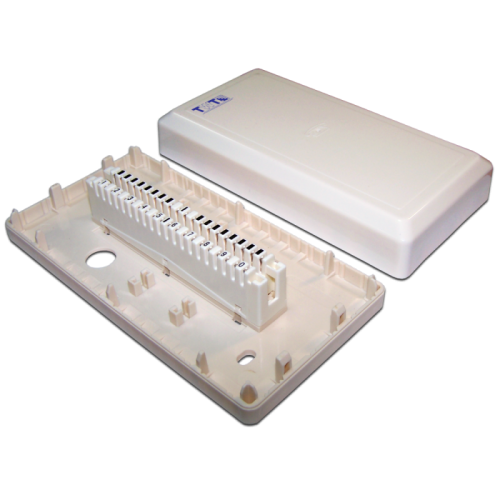 Настенная коробка с установленными плинтами, 1 размыкаемый плинт, 10 пар, пластик | код TWT-DB10-1P-DIS | TWT