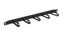 Cabeus JB08-0,5U-BK Кабельный органайзер горизонтальный 19 0.5U, 5 колец, металлический, цвет черный (RAL9004) | код 10628c | Cabeus