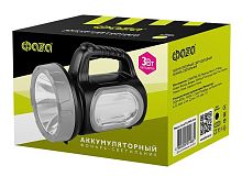 Фонарь-прожектор аккумуляторный AccuF7-L3W/L10-bk 3Вт 160лм + боков. панель 10х0.25Вт 50лм IP20 аккум. 0.9А.ч дальность луча прожектора 300м черн. ФАZА 5014831