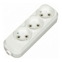 Колодка розеточная 3 гнезда 2П б/з 10А 250В белая серии Народная | код SQ1806-0416 | TDM НАРОДНЫЙ