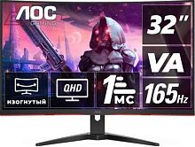 Монитор AOC 31.5 Gaming CQ32G2SE черный/красный VA LED 1ms 16:9 HDMI M/M матовая 250cd 178гр/178гр 2560x1440 165Hz DP 2K 7.4кг | код 1467405 | AOC