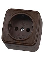 Розетка 2П+З открытой установки IP20 16А, венге Дача Народная | код SQ1824-0028 | TDM НАРОДНЫЙ