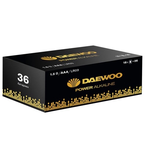 Элемент питания алкалиновый AAA/LR03 1.5В Power Alkaline Pack-36 (уп.36шт) | код. 5042124 | DAEWOO Элемент питания алкалиновый AAA/LR03 1.5В Power Alkaline Pack-36 (уп.36шт) | код. 5042124 | DAEWOO
