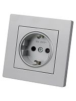 Розетка 2П+З 16А 250В с защ. шт. серебр. металлик Сенеж TDM | код SQ1816-0233 | TDM
