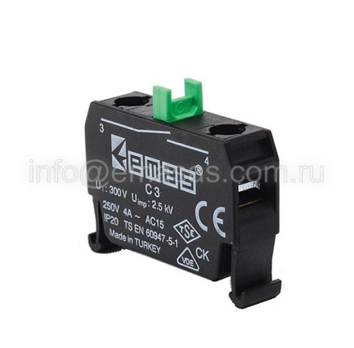 C3CK Блок-контакт CM CP (1НО) для исп. с кнопками серии В в пультах управ. | код C3CK | EMAS
