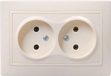 Розетка двухместная КВАРТА, скрытый монтаж, кремовый | код. ERK23-K33-10-DM | IEK
