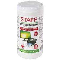 Чистящие салфетки для экранов и пластика универсальные STAFF, 13х15 см, туба 100 шт., влажные, 511518 | код 511518 | STAFF