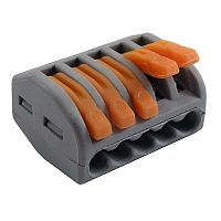 Клемма зажимная соединительная безвинтовая RUICHI 222-415, 5-ти контактная, 24 А, аналог WAGO | код 81242 | Ruichi