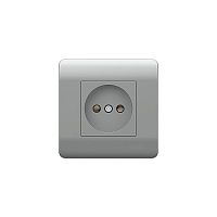 (NEW3-E) Розетка б/з со шторками, 16А, серебряный | код 431409 | CHINT