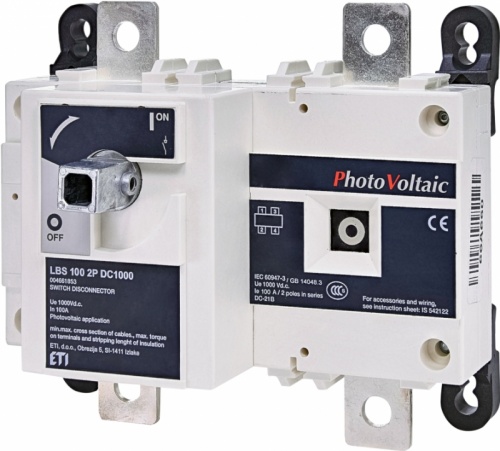 Выключатель нагрузки LBS 100 2P DC1000 (1-0, 100A, 1000V DC) | код 004661853 | ETI Выключатель нагрузки LBS 100 2P DC1000 (1-0, 100A, 1000V DC) | код 004661853 | ETI