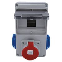 Корпус промышленного щита с розетками (1x3P+N+T 16A/380V + 2x2P 16A), пластик | код CP6021 | CETINKAYA PANO