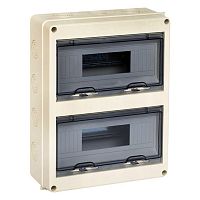 Щит распределительный навесной ЩРн-ПГ-24 тонированная дверь IP65: 2 ряд, 24 модуля, 354 х 271,5 х 109 (ВхШхГ) | код. pb65-n-pg-24 | EKF