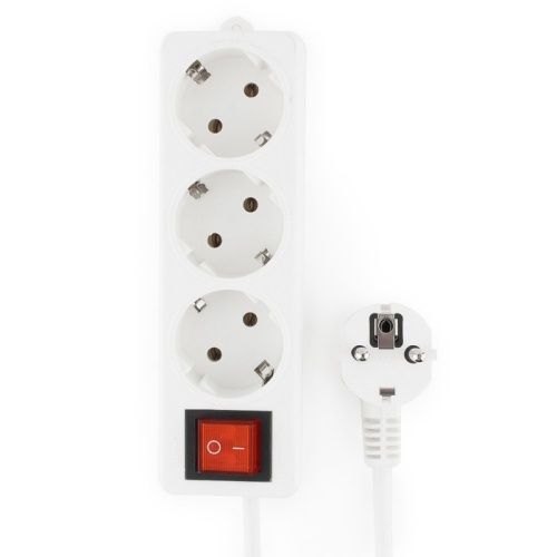 Удлинитель Гарнизон EL-NB-G3-W-3, 3 евророзетки с выключателем и заземлением, допустимый ток 10А, длина 3м. | код EL-NB-G3-W-3 | Гарнизон