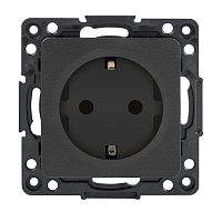 Стокгольм Механизм Розетки 1-местной с/з 16А черный с защ, штор, PROxima | код EZR16-028-10 | EKF