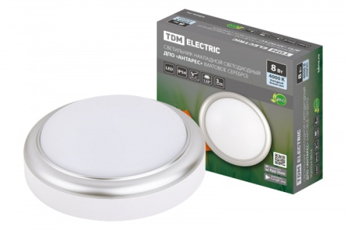 Светильник накладной LED ДПО Антарес 8Вт 4000К круг 140*58 мм мат.серебро IP54 TDM | код SQ0354-0014 | TDM