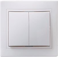 Выключатель 2-клавишный ВС10-2-0-КБ 10А керамика КВАРТА белый | код EVK20-K01-10-K | IEK