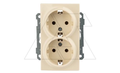 21 - Розетка двойная 2x2P+E, сл.кость | код 2100-202-0202 | Mutlusan