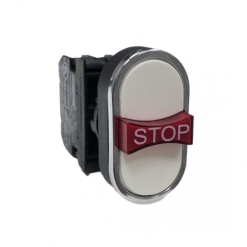 Кнопка тройная с аварийной кнопкой STOP белая | код B121B30BB | EMAS